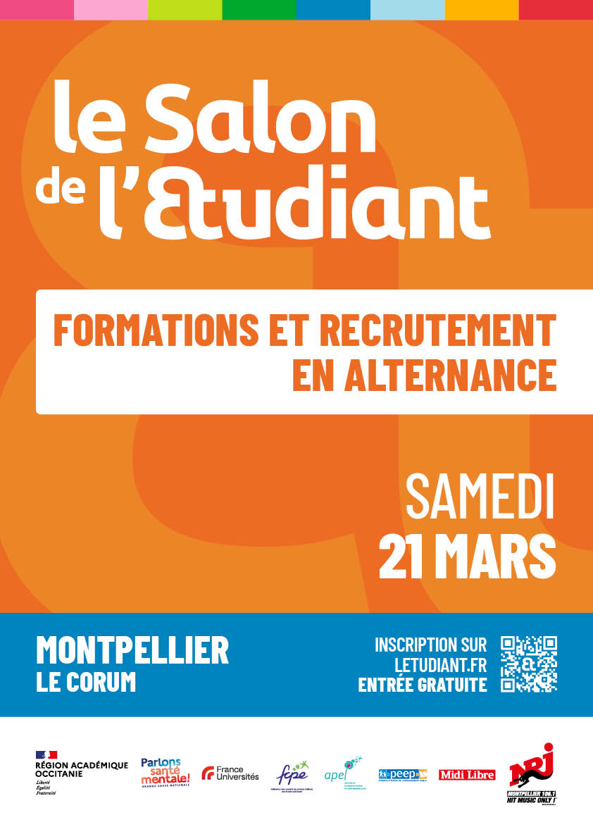 date lieu qrcode inscription salon de l'&eacute;tudiant corum montpellier formations et recrutement en alternance