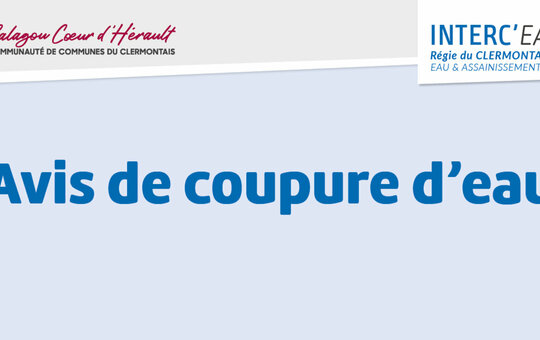 Avis de coupure d'eau - PAULHAN - mardi 6 juin- Travaux sur le réseau